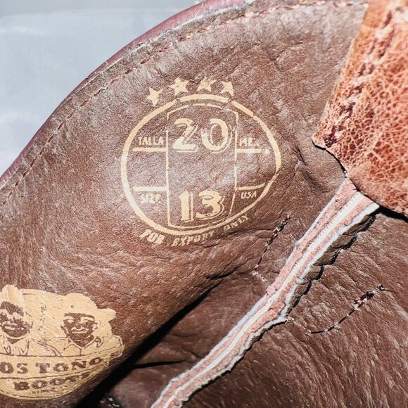 Dos Tonos Boots-Girls Sz 13-Brown Leather/Red/Green-1 1/4" Heel-Handmade Guatama - Picture 15 of 16